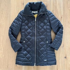 Kenneth Cole NY Women’s Down Puffer Coat, Black w/ Yellow, Size Small, Winter
